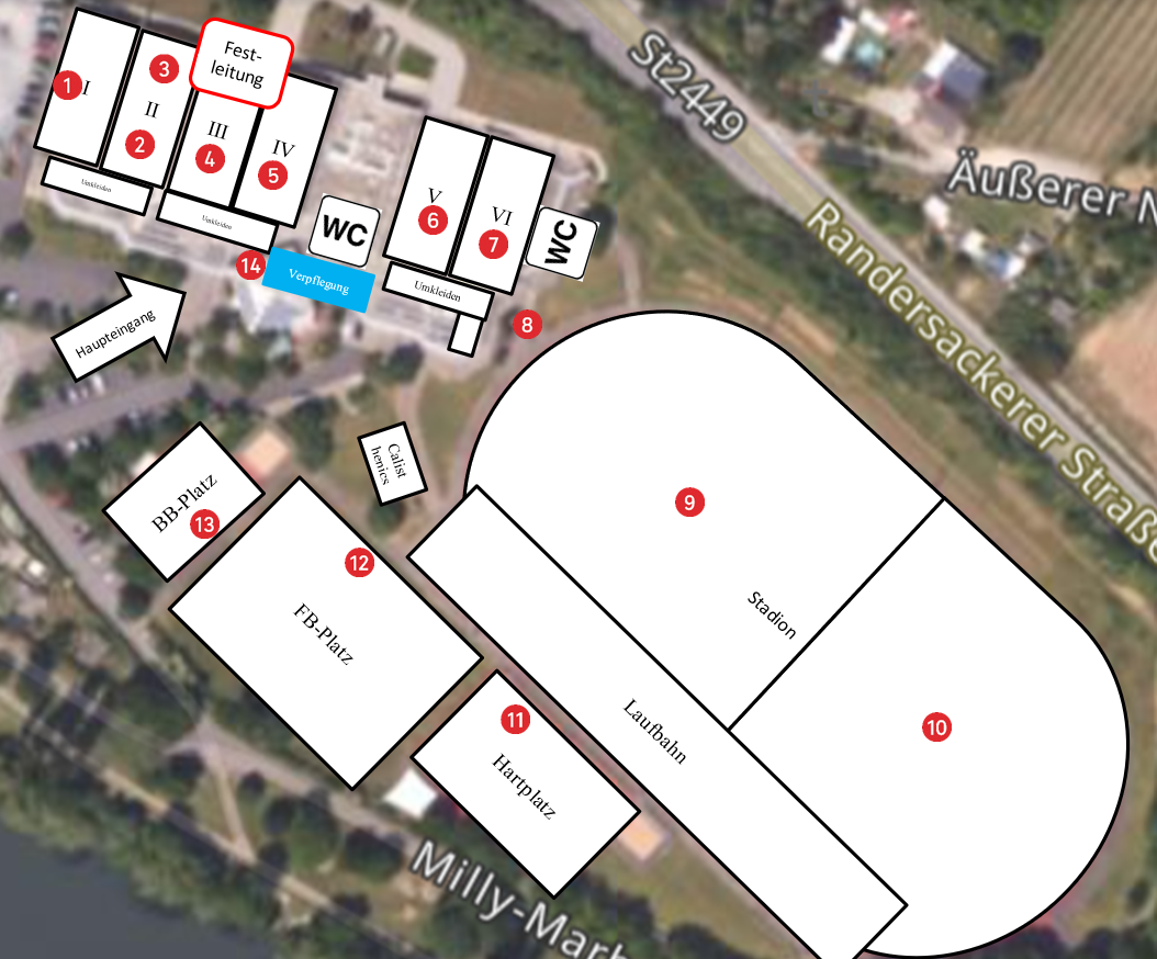 Lageplan der Sportanlage für das Sportfest 2026